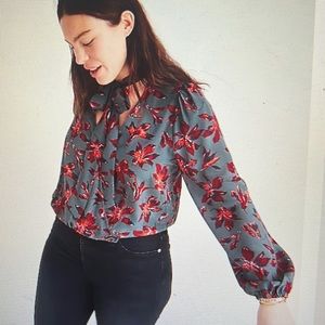 MADEWELL silk tie-neck wrap top